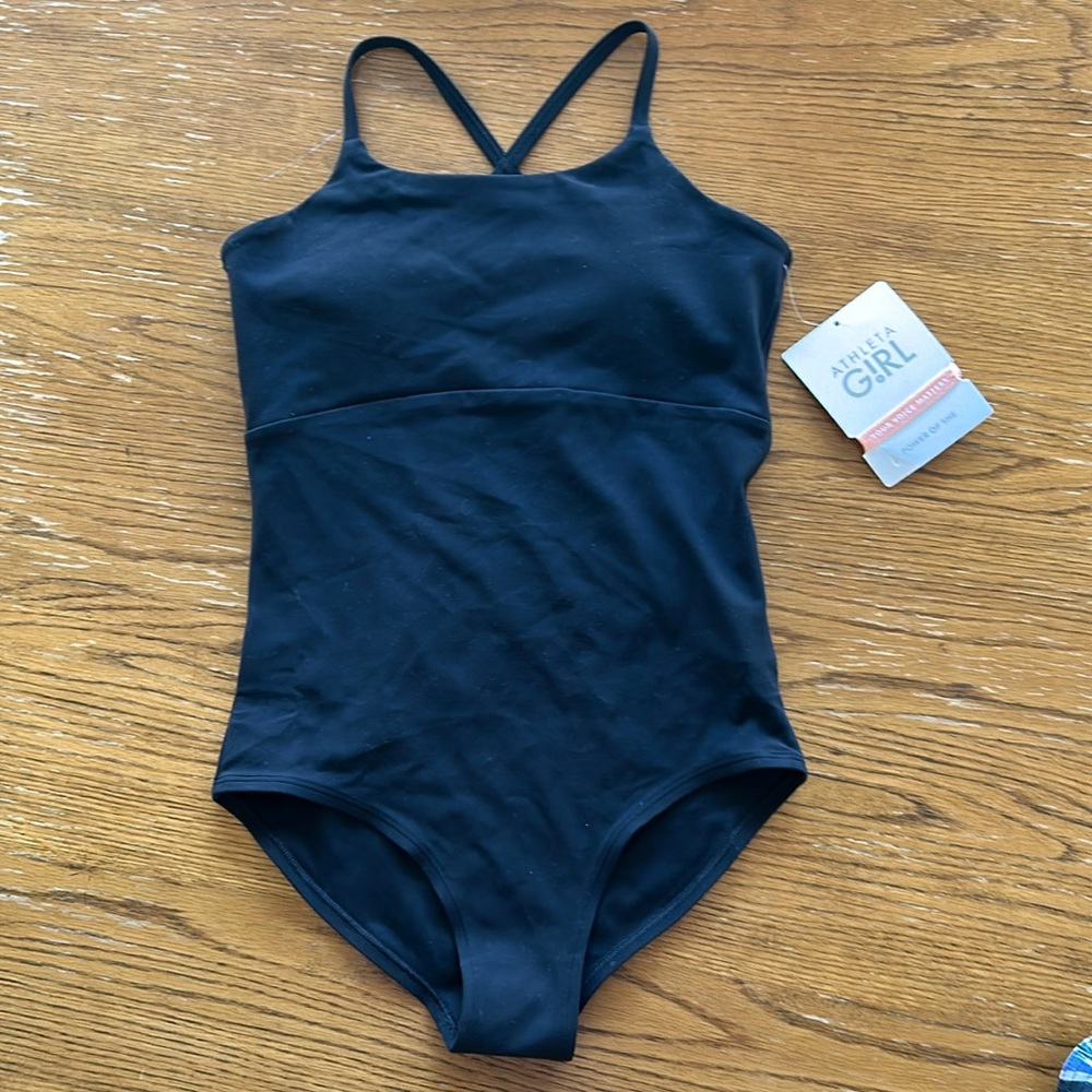 Athleta Got Your Back leotard, black, youth large (12)